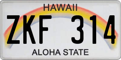 HI license plate ZKF314