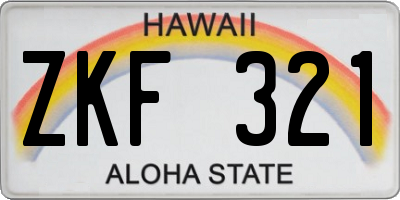 HI license plate ZKF321