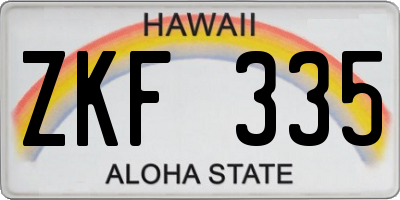 HI license plate ZKF335