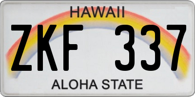 HI license plate ZKF337