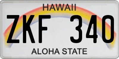 HI license plate ZKF340
