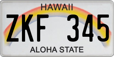 HI license plate ZKF345