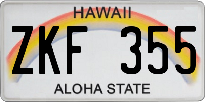 HI license plate ZKF355