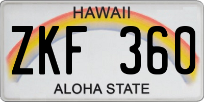HI license plate ZKF360