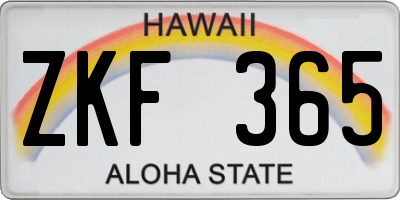 HI license plate ZKF365