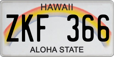 HI license plate ZKF366