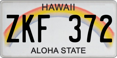 HI license plate ZKF372
