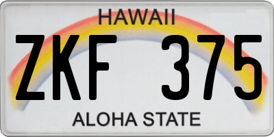HI license plate ZKF375