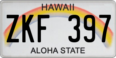 HI license plate ZKF397