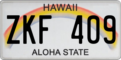 HI license plate ZKF409