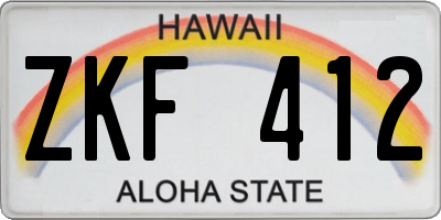 HI license plate ZKF412