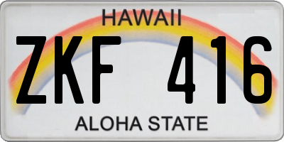 HI license plate ZKF416