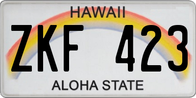HI license plate ZKF423