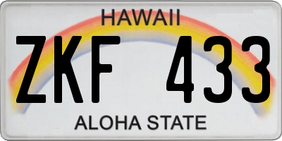 HI license plate ZKF433