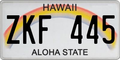 HI license plate ZKF445