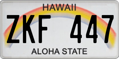 HI license plate ZKF447