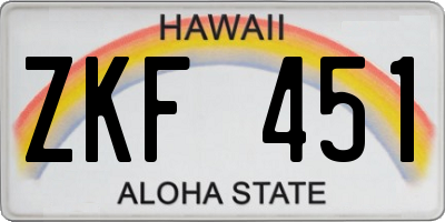 HI license plate ZKF451
