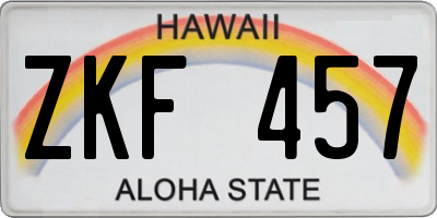 HI license plate ZKF457