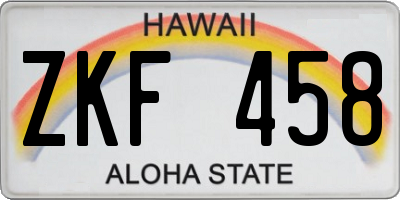 HI license plate ZKF458
