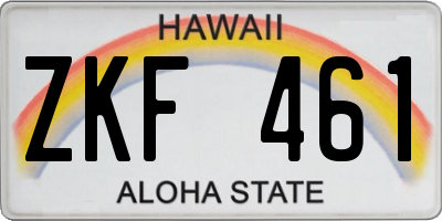 HI license plate ZKF461