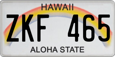 HI license plate ZKF465