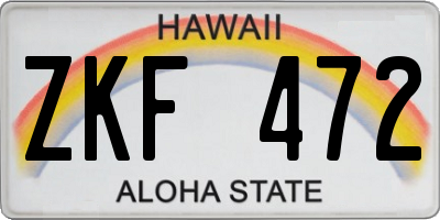 HI license plate ZKF472