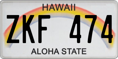 HI license plate ZKF474