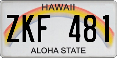 HI license plate ZKF481