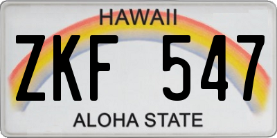 HI license plate ZKF547