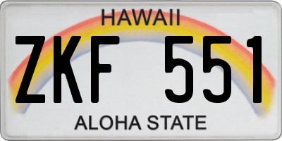 HI license plate ZKF551
