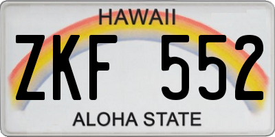 HI license plate ZKF552