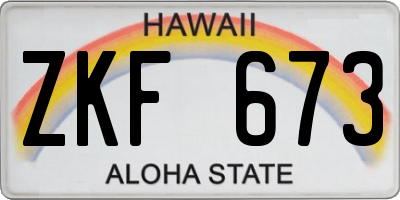 HI license plate ZKF673