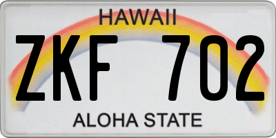 HI license plate ZKF702