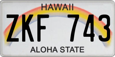 HI license plate ZKF743