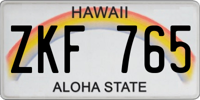 HI license plate ZKF765