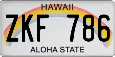 HI license plate ZKF786