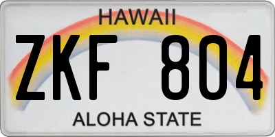 HI license plate ZKF804