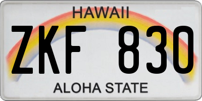 HI license plate ZKF830