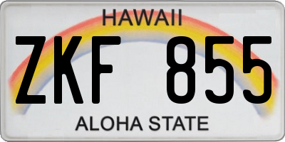 HI license plate ZKF855