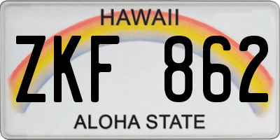 HI license plate ZKF862