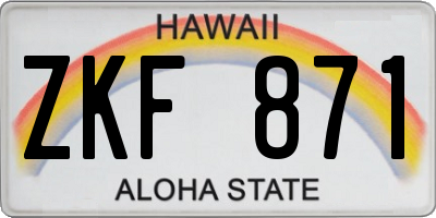 HI license plate ZKF871