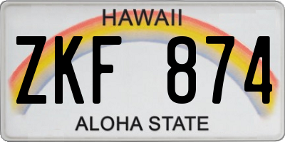 HI license plate ZKF874
