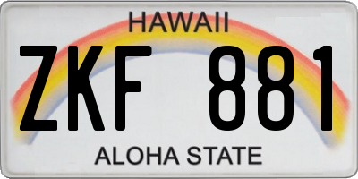 HI license plate ZKF881