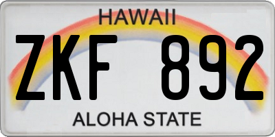 HI license plate ZKF892