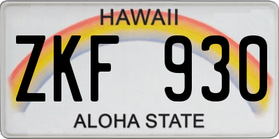 HI license plate ZKF930