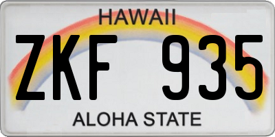 HI license plate ZKF935