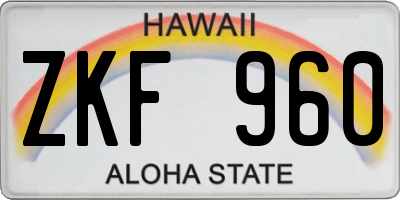 HI license plate ZKF960