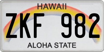 HI license plate ZKF982