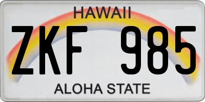 HI license plate ZKF985