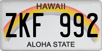 HI license plate ZKF992